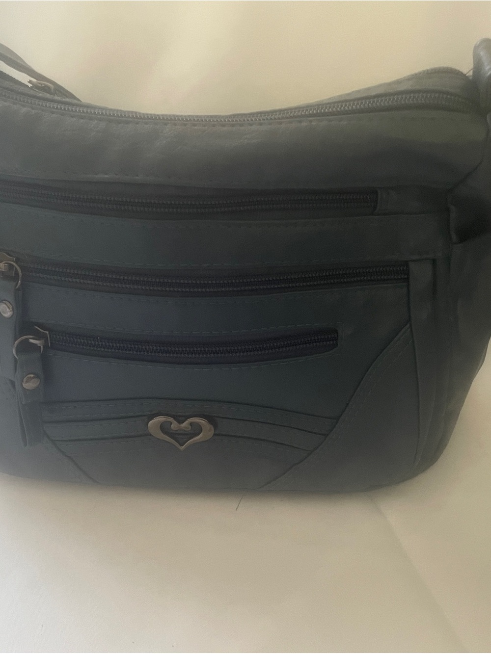 Heather Blue purse  with Heart Accent new without tags